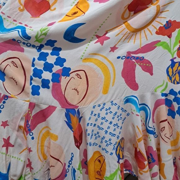 Paper Hearts Fun Colorful Cut Out Maxi Dress Sun Stars Floral Large Multi-Color - Picture 8 of 12